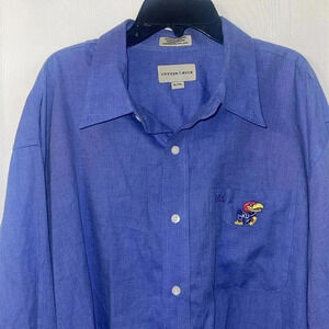 Cutter & Buck Men's Size XL KU Jayhawks Long Sleeve Button Down Shirt in Blue